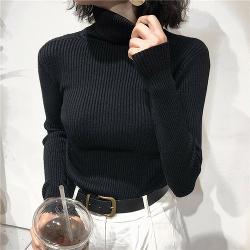 Pull Col Roulé Femme Noir