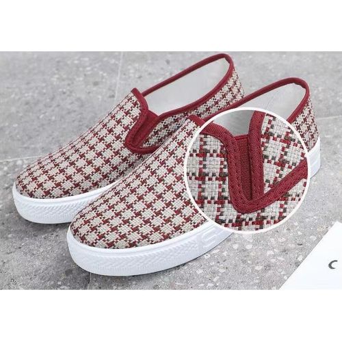 Chaussure Pour Femme En Toile - Rouge Bordeau